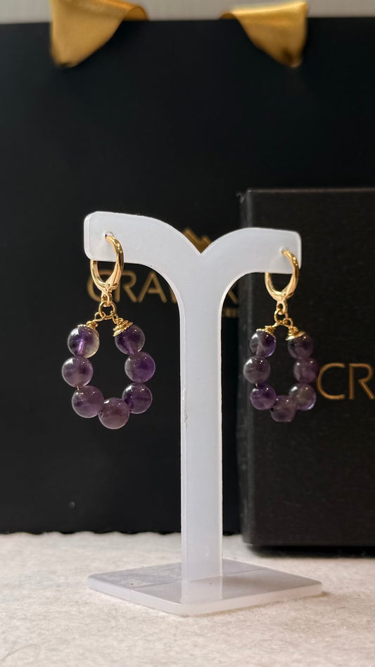 Ametista – Espiritualidade, Harmonia e Proteção (BANHO OURO 18K) #BrincoGota