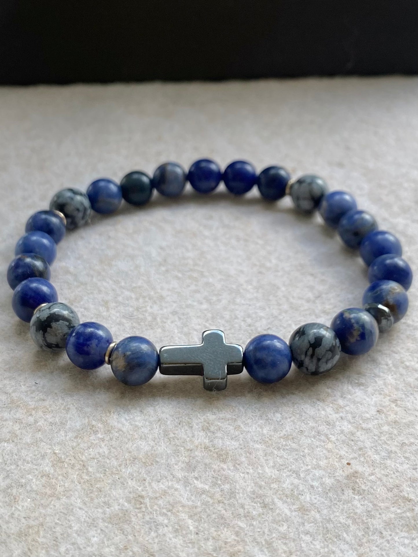 Sodalita • Obsidiana Flocos de Neve • Hematita | Foco & Proteção