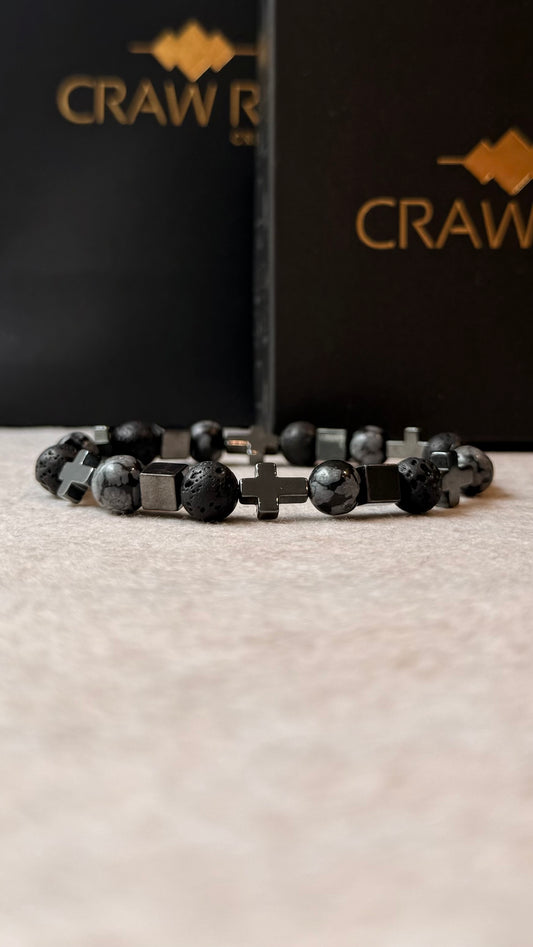 Lava Vulcânica, Hematita e Obsidiana Flocos de Neve #FaithCR
