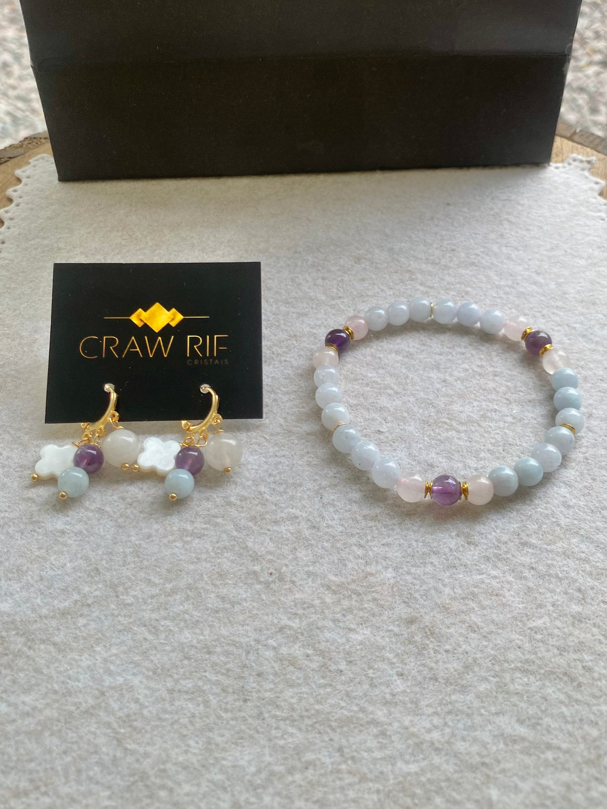 Conjunto Moments | Equilibrio e Harmonia — Amazonita, Quartzo Rosa e Ametista