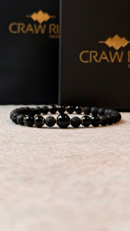 Lava Vulcânica e Turmalina Negra – Proteção, AntiStress e Vigor (Banho Ouro 18K) #DeluxeCR