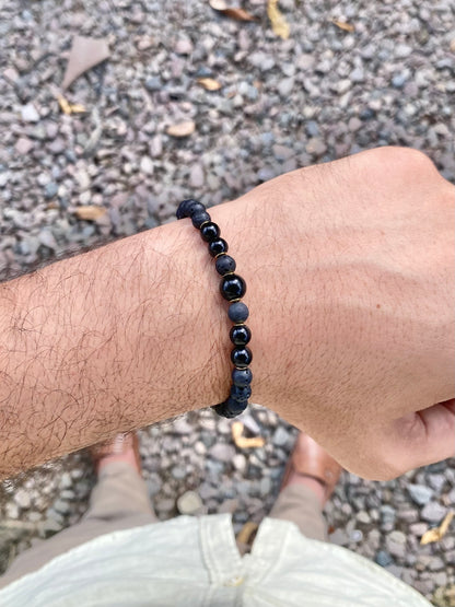 Lava Vulcânica e Turmalina Negra – Proteção, AntiStress e Vigor (Banho Ouro 18K) #DeluxeCR