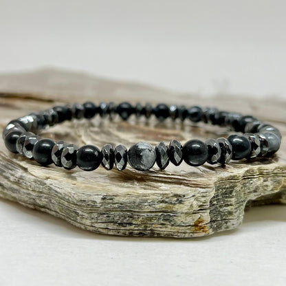 CR Essentials | Obsidiana Flocos de Neve e Hematita – Escudo Energético, Proteção e Coragem