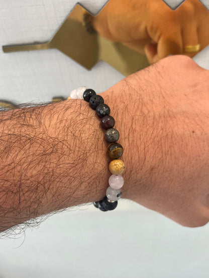 CR Villar | Turmalina Negra, Vulcânica, Olho de Tigre, Jaspe Madeira, Quartzo Turmalinado, Quartzo Rosa, Pirita, Granada e Obsidiana Flocos de Neve