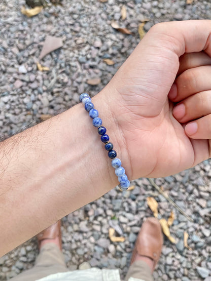 CR Deluxe | Sodalita e Lápis-Lazúli – Intuição, Espiritualidade e Harmonia (Banho Ouro 18K)