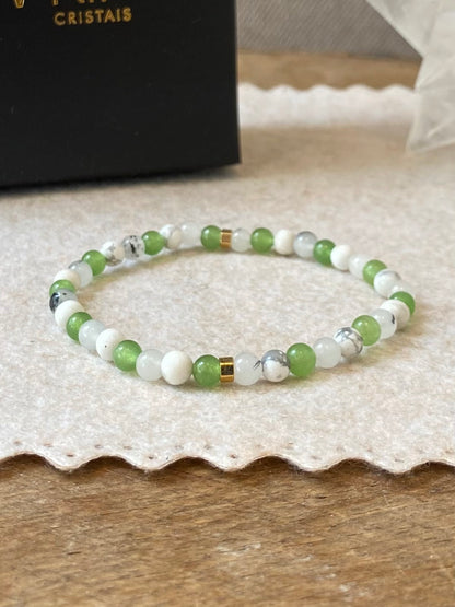 CR Line | Quartzo Verde, Howlita e Quartzo Turmalinado - Paz, Saúde e Clareza (Banho Ouro 18K)