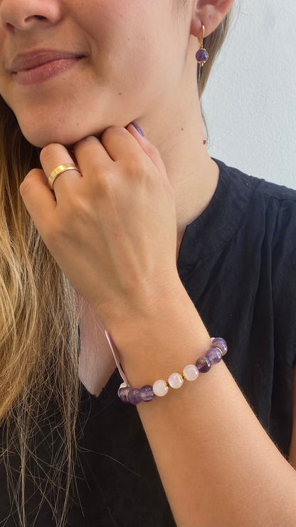 Ametista, Quartzo Rosa e Quartzo Turmalinado – Harmonia, Autoestima e Purificação