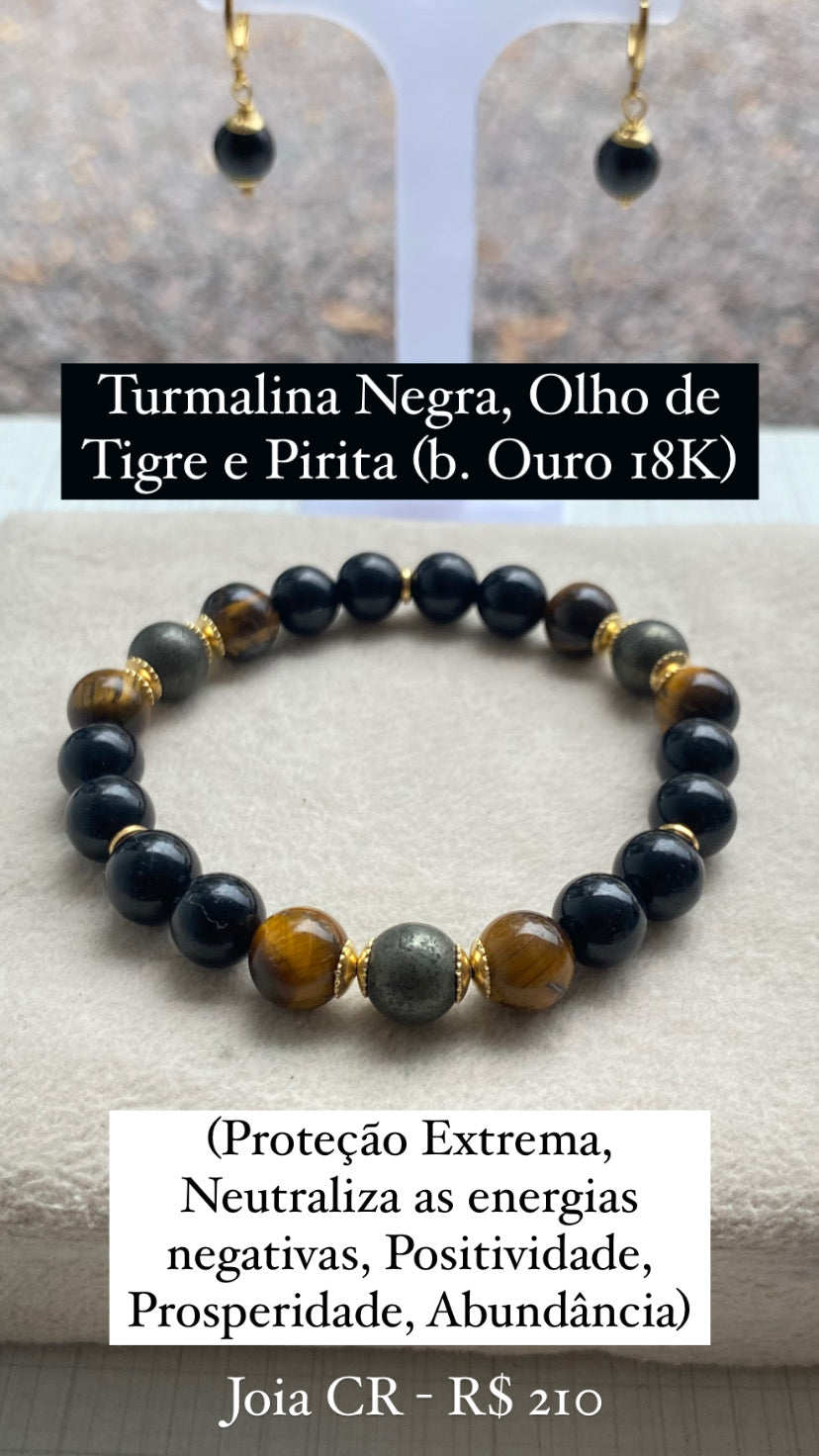 Turmalina Negra, Olho de Tigre e Pirita (Proteção Extrema, Positividade e Prosperidade)