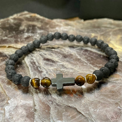 CR Faith | Lava Vulcânica e Olho de Tigre – Proteção, Clareza e Prosperidade (Prata 950)