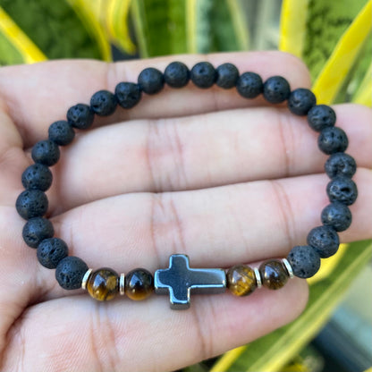 CR Faith | Lava Vulcânica e Olho de Tigre – Proteção, Clareza e Prosperidade (Prata 950)