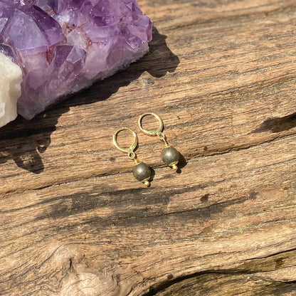 Pedra Pirita (Prosperidade, Abundância, Crescimento) Brinco Uno