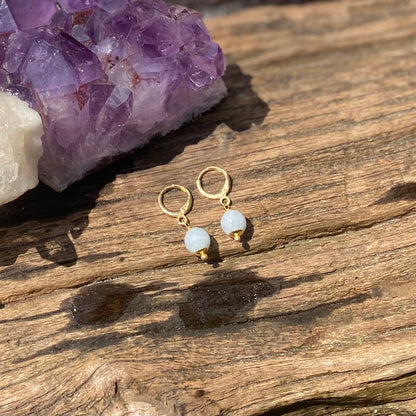 Água Marinha – Equilíbrio Emocional, Coragem, AntiStress (Banho Ouro 18K) #BrincoUno