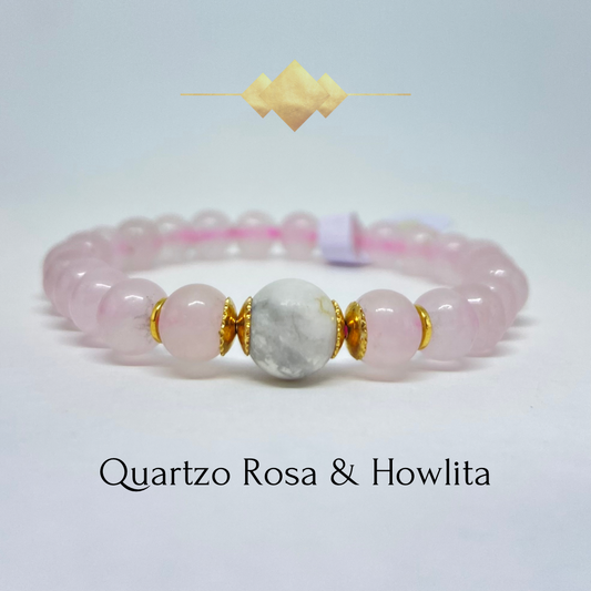 Quartzo Rosa e Pedra Howlita (Amor, Paz, Autoestima)