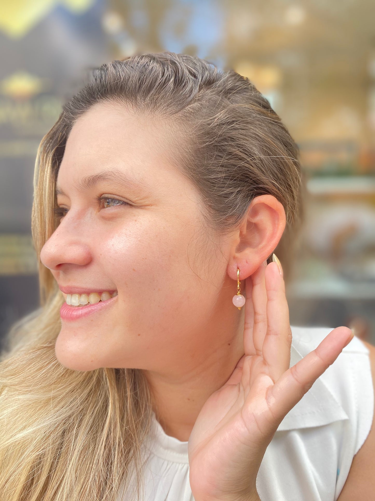 Quartzo Rosa (Amor, AutoEstima, Amor-Próprio) Brinco Uno