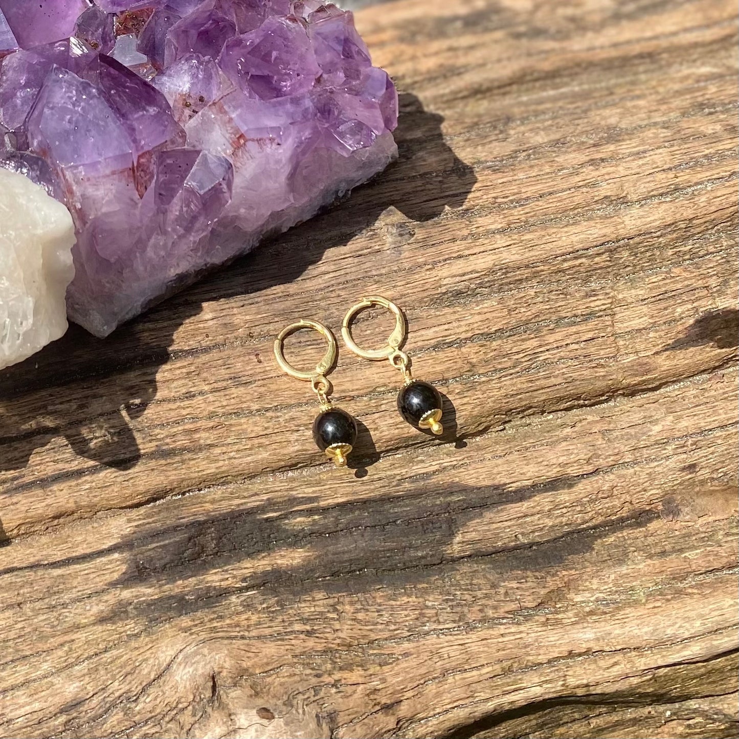 Turmalina Negra (Proteção Extrema, Neutraliza as Energias Negativas) Brinco Uno