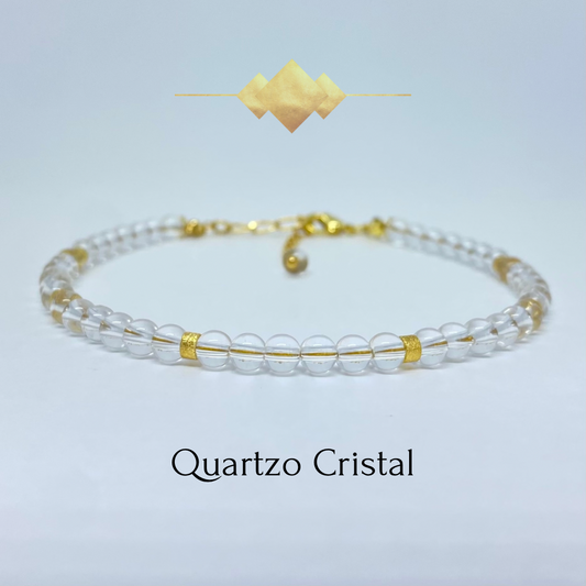 Tornozeleira de Quartzo Cristal (Limpeza, Purificação, Boas Energias)