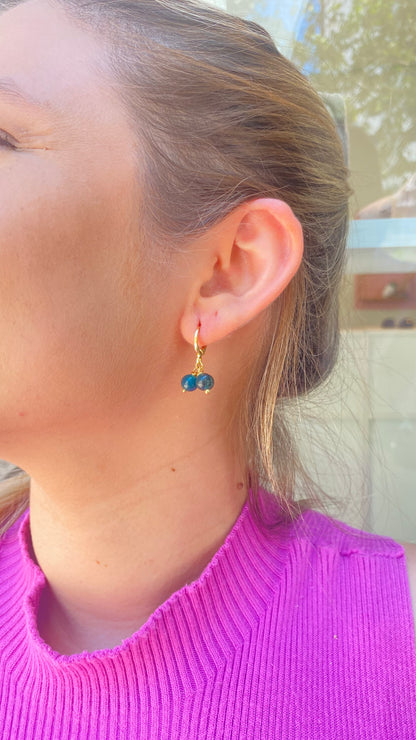 Apatita Azul – Iluminação Pessoal, Clareza e Intuição (Banho Ouro 18K #BrincoUva