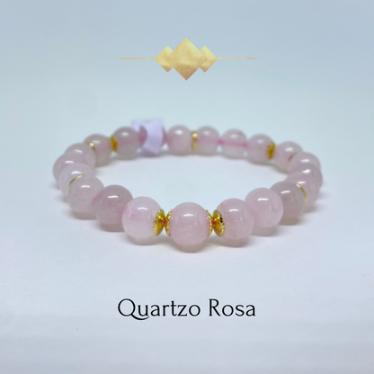 Quartzo Rosa – Amor, Paz, Autoestima (Banho Ouro 18K)