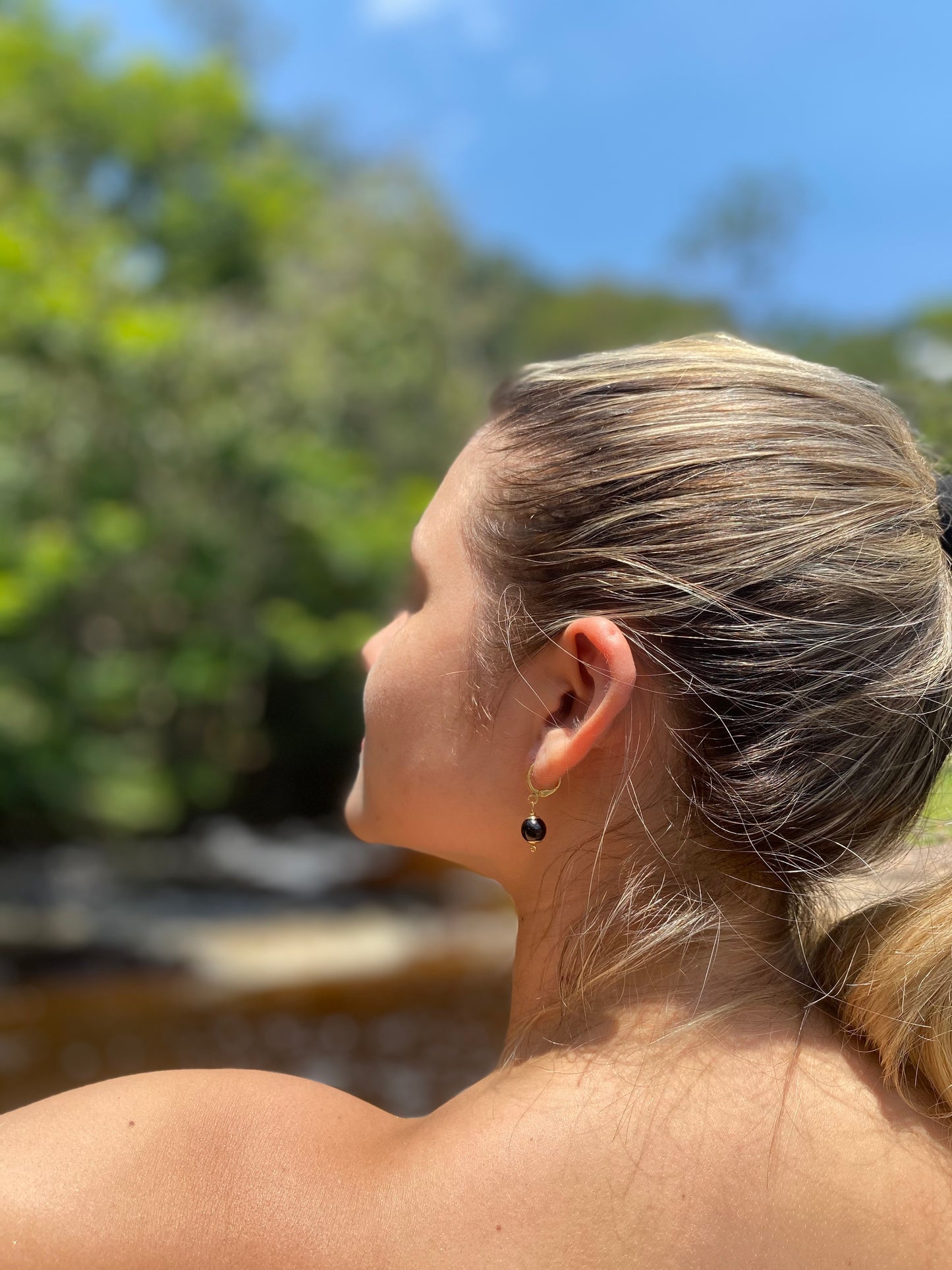 Turmalina Negra (Proteção Extrema, Neutraliza as Energias Negativas) Brinco Uno