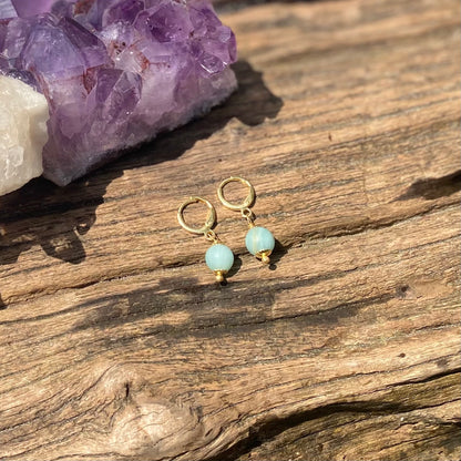 Amazonita – Calmaria, Bem-Estar e Boa Comunicação (Banho Ouro 18K) #BrincoUno