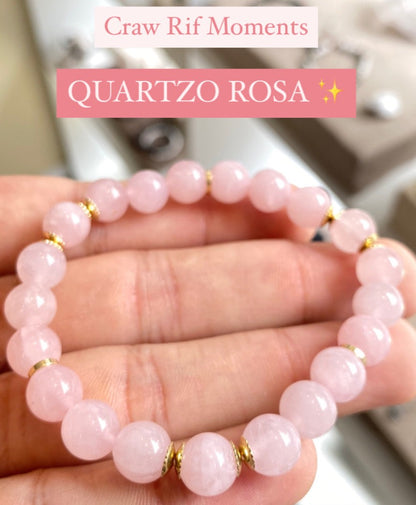 Quartzo Rosa – Amor, Paz, Autoestima (Banho Ouro 18K)