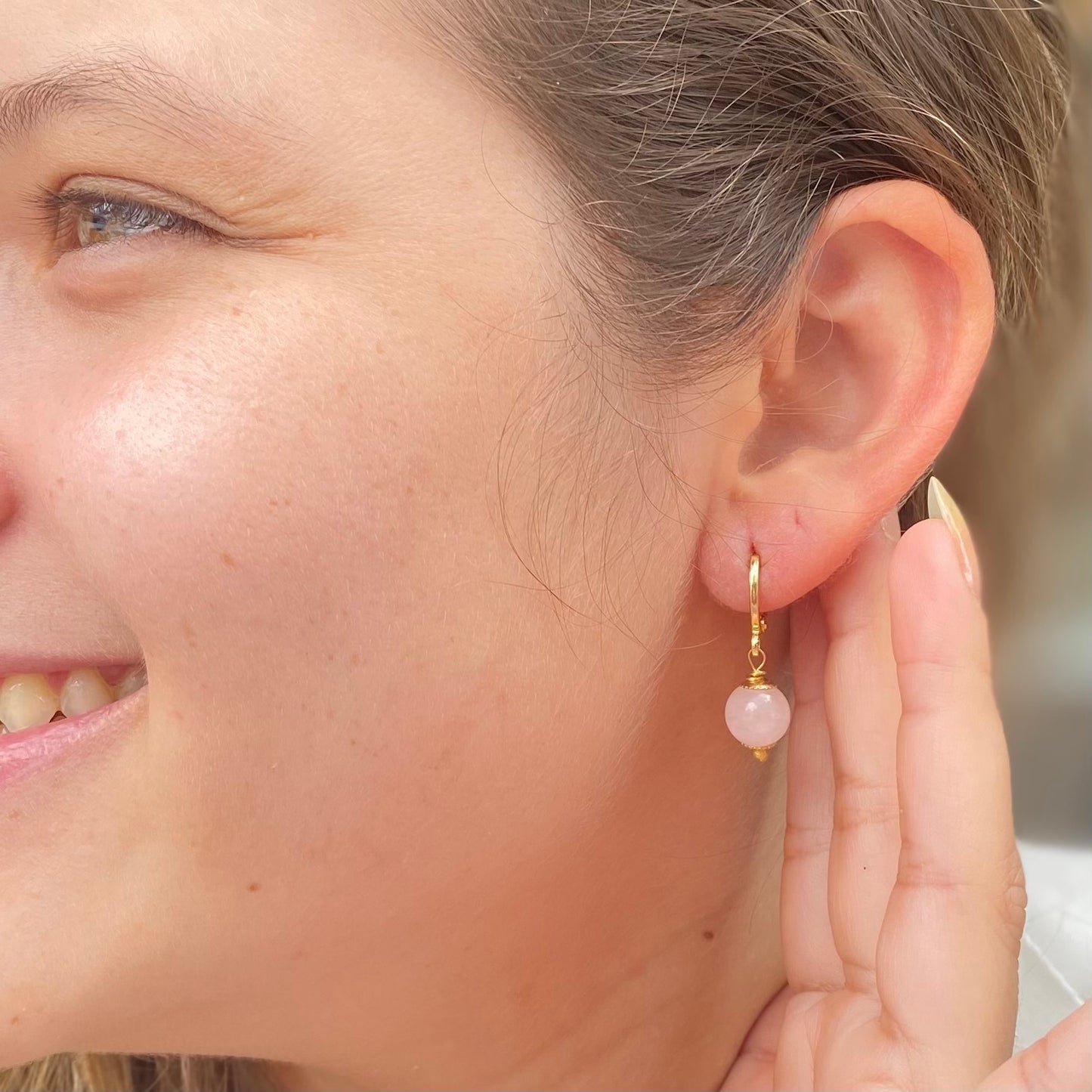 Quartzo Rosa (Amor, AutoEstima, Amor-Próprio) Brinco Uno